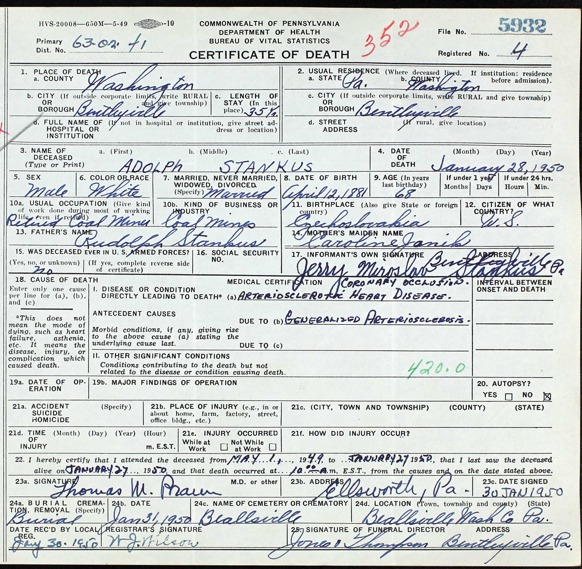 death certificate